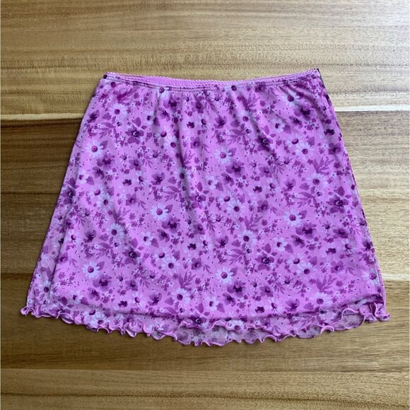 Art Class Junior Purple Floral Print Mini Skirt With Elastic Waistband Medium - Picture 5 of 10